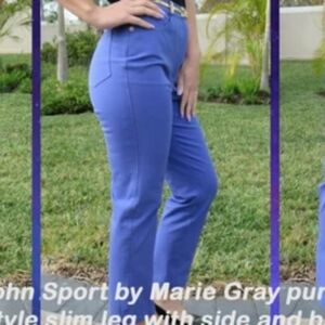 Luxury St John Sport Baby Blue Periwinkle Spring Sz 4 Vintage Slacks